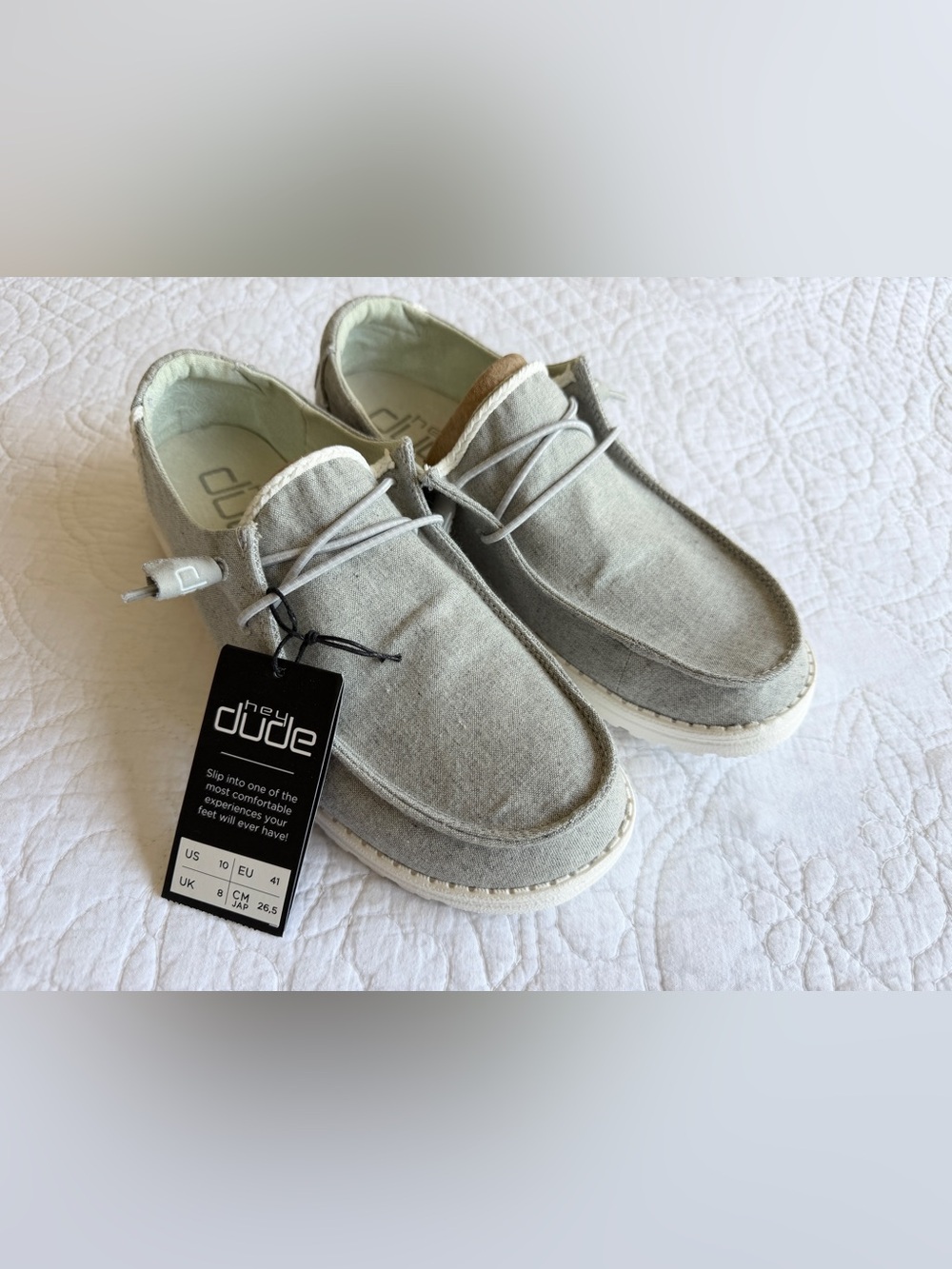 NWT Hey Dude Wendy Chambray Braid Grey Sneaker Slip On Women's Size US 10 Comfy